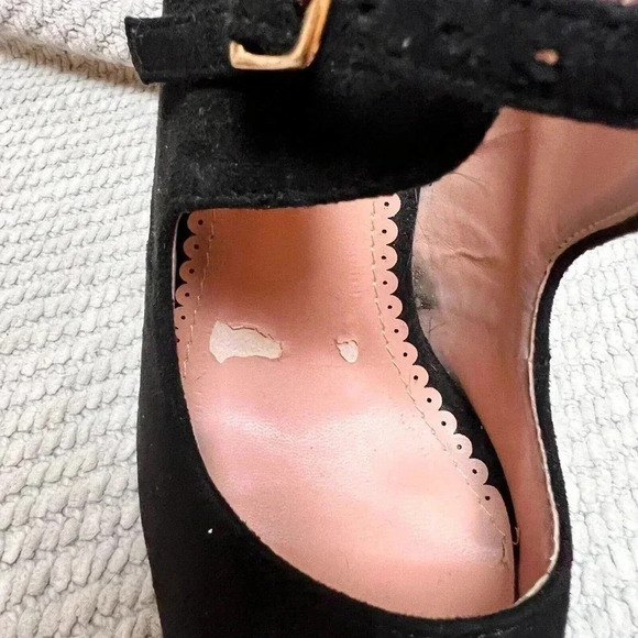 Jg Womens Black Faux Suede Pointed Toe Buckle Pumps Heels Sz 5.5 Classic Sexy - Picture 2 of 10